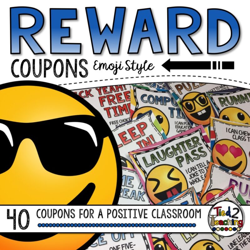 Emoji Theme Classroom Reward Coupons by Tied 2 Teaching product cover