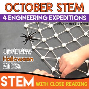 October STEM Challenge bundle with Reading Passages from Tied 2 Teaching Product Cover