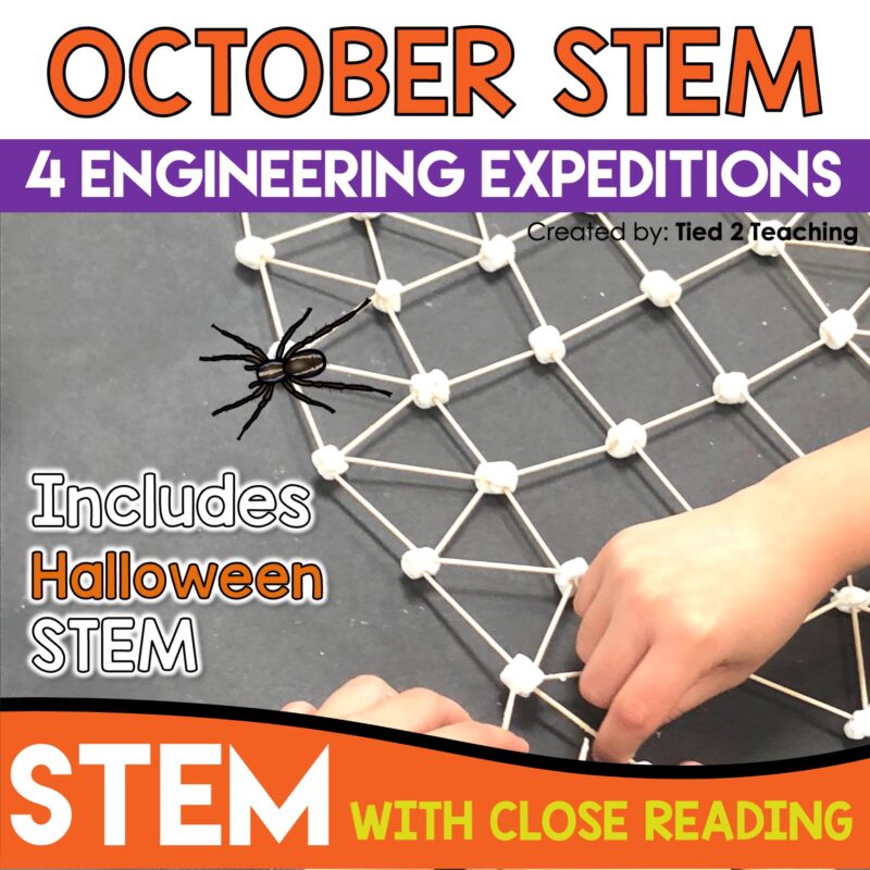 October STEM Challenge bundle with Reading Passages from Tied 2 Teaching Product Cover