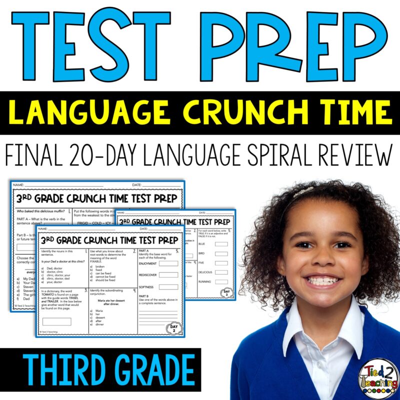 3rd Grade Language Crunch Time Test Prep for Third Grade by Tied 2 Teaching Product Cover
