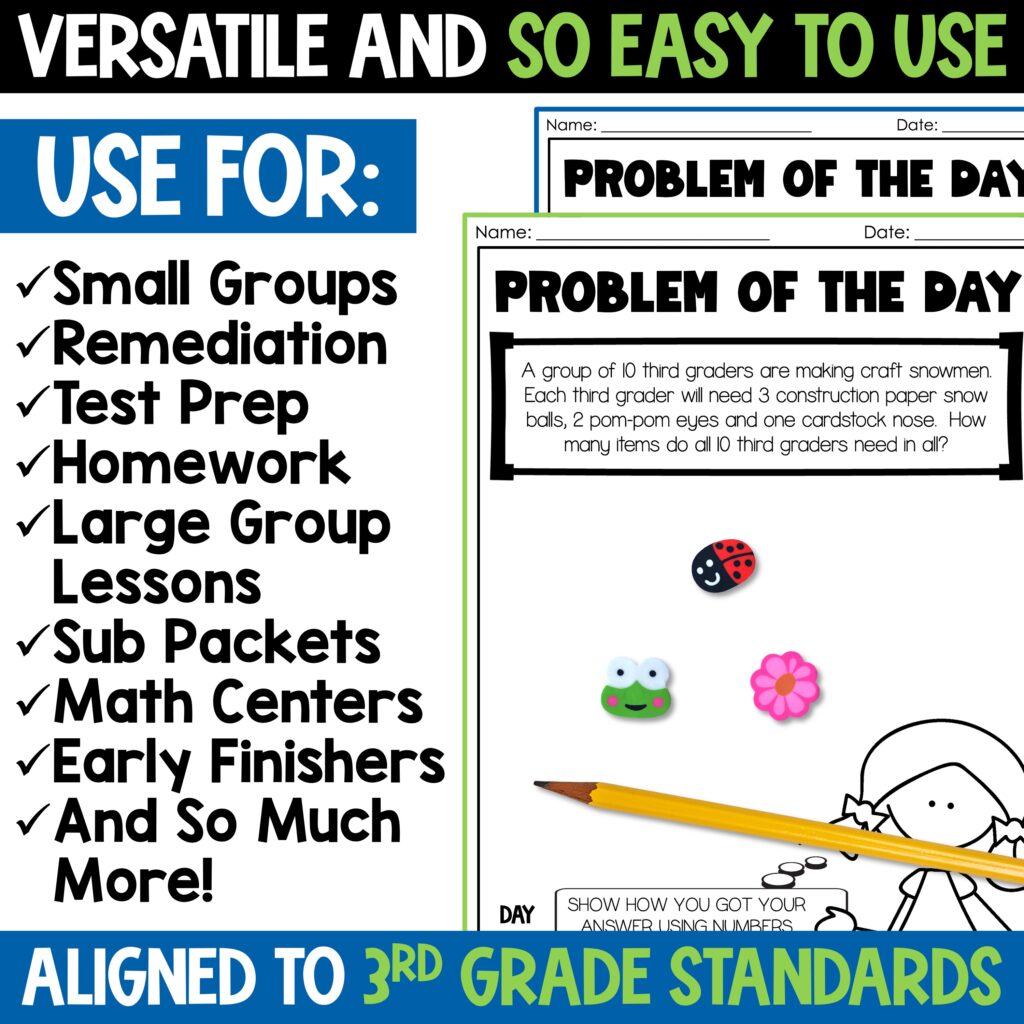 3rd Grade Math Test Prep Bundle Daily Math Practice Spiral Review Warms ...