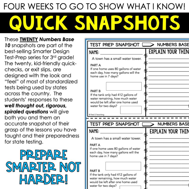 3rd Grade Math Test Prep Snapshots Numbers Base Ten Exit Slips - Image 2
