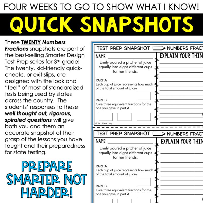 3rd Grade Math Test Prep Snapshots Numbers Fractions Exit Slips - Image 2