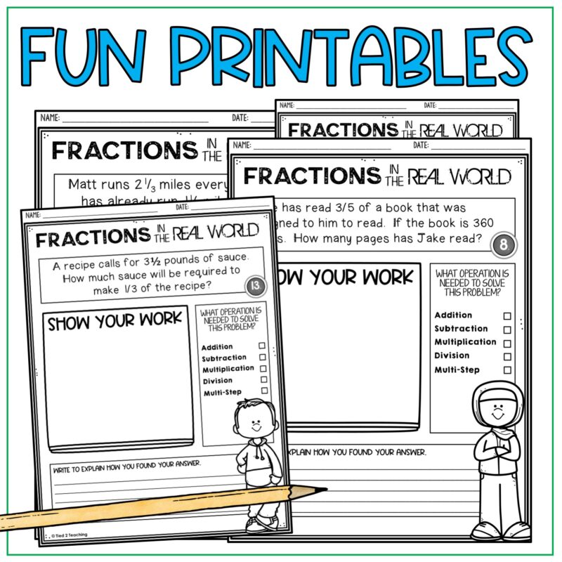 Fraction Word Problems; Multiply, Divide, Add, Subtract and Multi-Step Fractions - Image 3