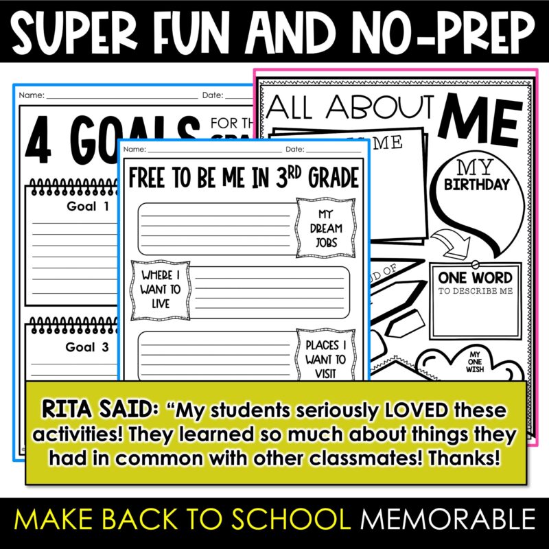 Back to School 3rd Grade Packet with Find Someone Who Back to School Activity - Image 3