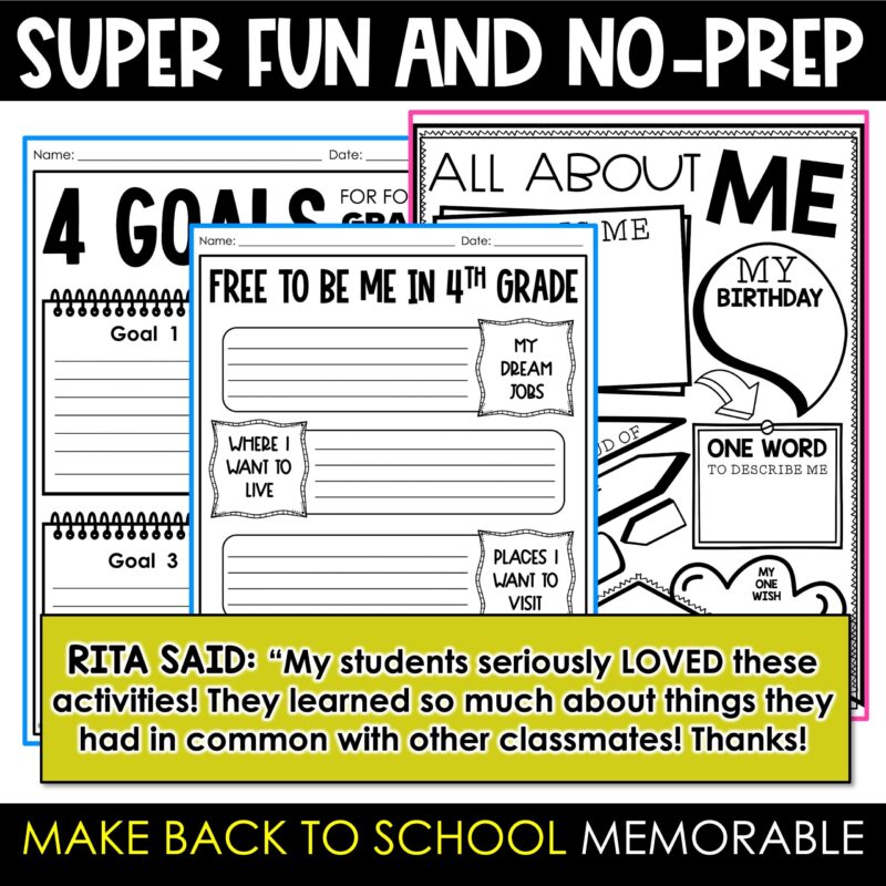 Back to School 4th Grade Packet with Find Someone Who Back to School Activity - Image 3