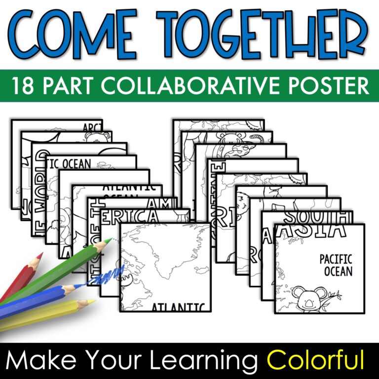 World Map Geography Collaboration Collaborative Coloring Poster and Art ...