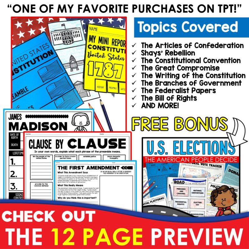 Principles of the US Constitution Day Activities Bill of Rights & Election 2024 - Image 4
