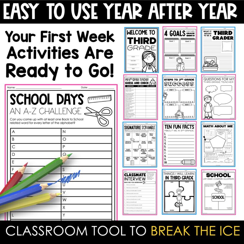 Back to School 3rd Grade Packet with Find Someone Who Back to School Activity - Image 4