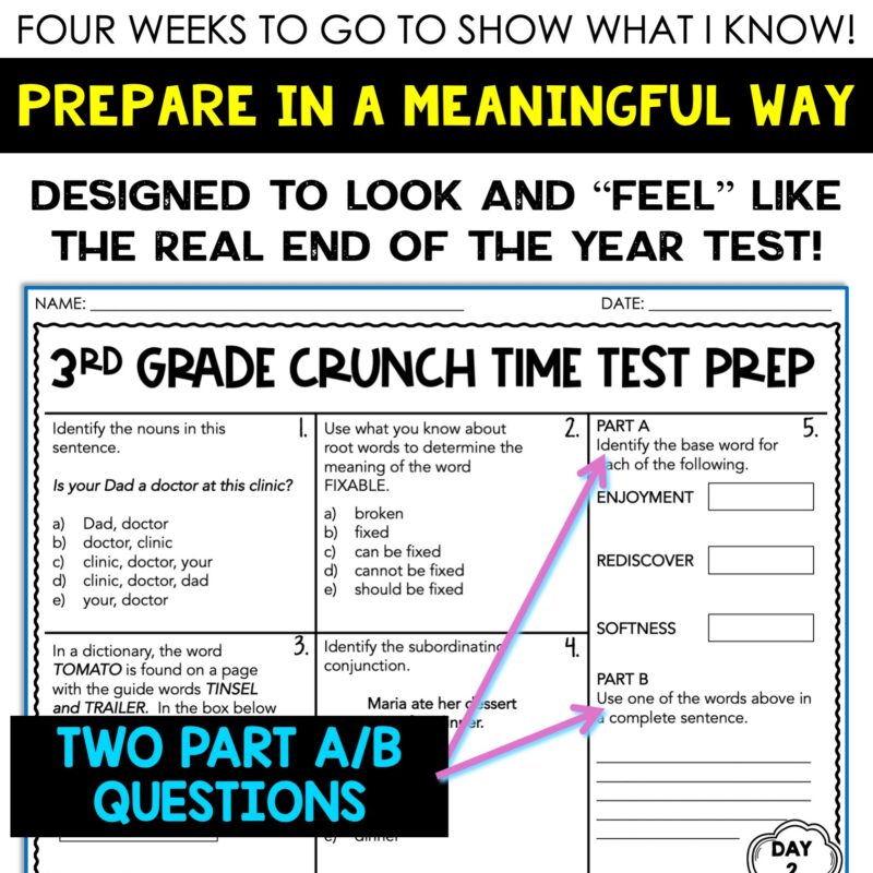 3rd Grade Language Test Prep 3rd Grade ELA State Test Prep Worksheets - Image 3