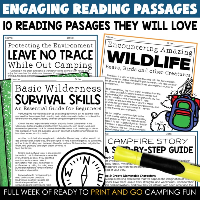 Camping Theme End of the Year Activities 3rd 4th 5th Grade Math Reading Puzzles - Image 3