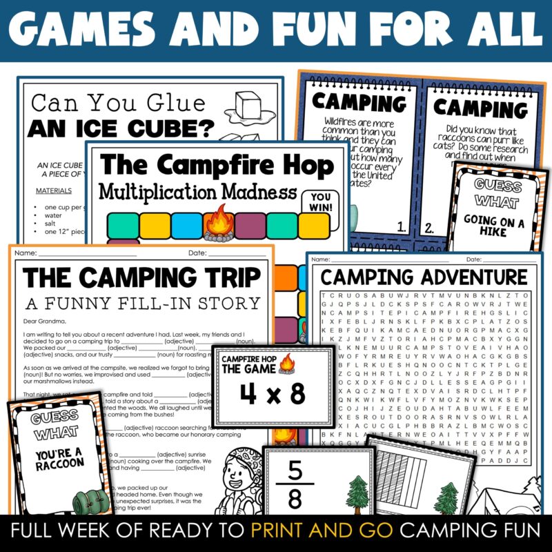 Camping Theme End of the Year Activities 3rd 4th 5th Grade Math Reading Puzzles - Image 4