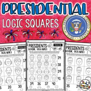 Presidents Day Logic Squares Math Puzzles Product Cover