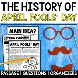 The History of April Fools' Day Reading Passage and Response Activities by Tied 2 Teaching Product Cover