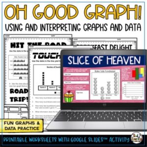 Graphs and Data Printables Using and Interpreting Graphs by Tied 2 Teaching Product Cover
