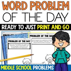 Middle School Math Word Problem of the Day by Tied 2 Teaching Product Cover