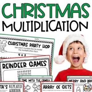 Christmas Multiplication Printables Pack by Tied 2 Teaching Product Cover