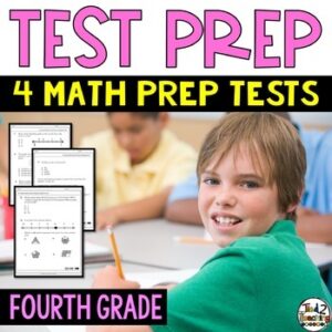 4th Grade Math Prep Tests by Tied 2 Teaching Product Cover 4 Assessments for Test Prep