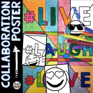 Emoji Live Laugh Love Collaboration Poster by Tied 2 Teaching Product Cover