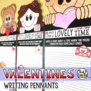 Valentine's Day Writing Pennants with Valentine's Day Writing Prompts by Tied 2 Teaching