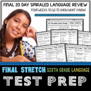 6th Grade Language Test Prep by Tied 2 Teaching Product Cover