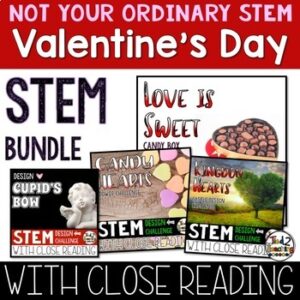 Valentine's Day STEM Challenge Bundle with Reading Passages from Tied 2 Teaching Product Cover