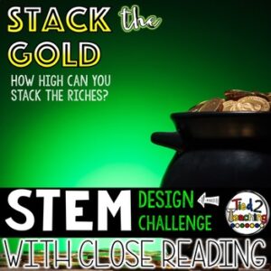 Stack the Gold St. Patrick's Day STEM Challenge with Reading Passage from Tied 2 Teaching Product Cover