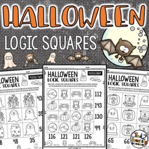 Halloween Math Logic Squares by Tied 2 Teaching Product Cover.