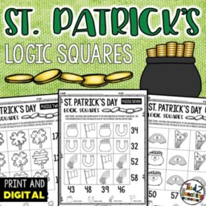 St. Patrick's Day Math Logic Squares by Tied 2 Teaching Product Cover