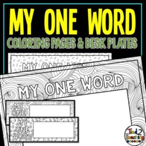 Happy New Year One Word Resolution Coloring Pages and Desk Plates by Tied 2 Teaching Product Cover