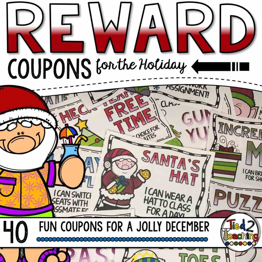 Christmas Class Reward Coupons by Tied 2 Teaching Colorful Product Cover
