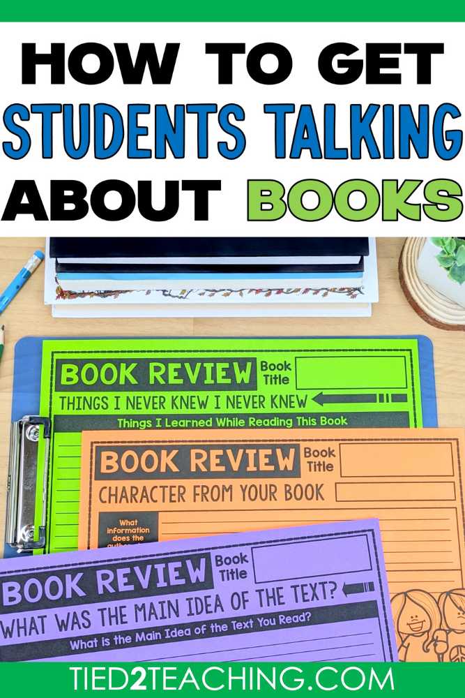 How to Get Students Talking About Books Blog Post by Tied 2 Teaching. Image of colorful Book Review Templates.