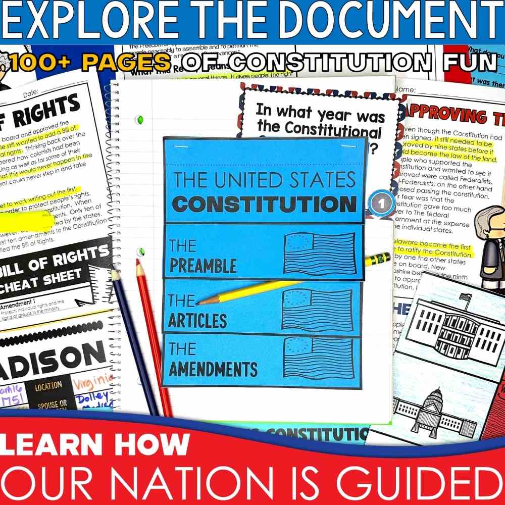 U.S. Constitution Day Activities by Tied 2 Teaching with Colorful Classroom Printables