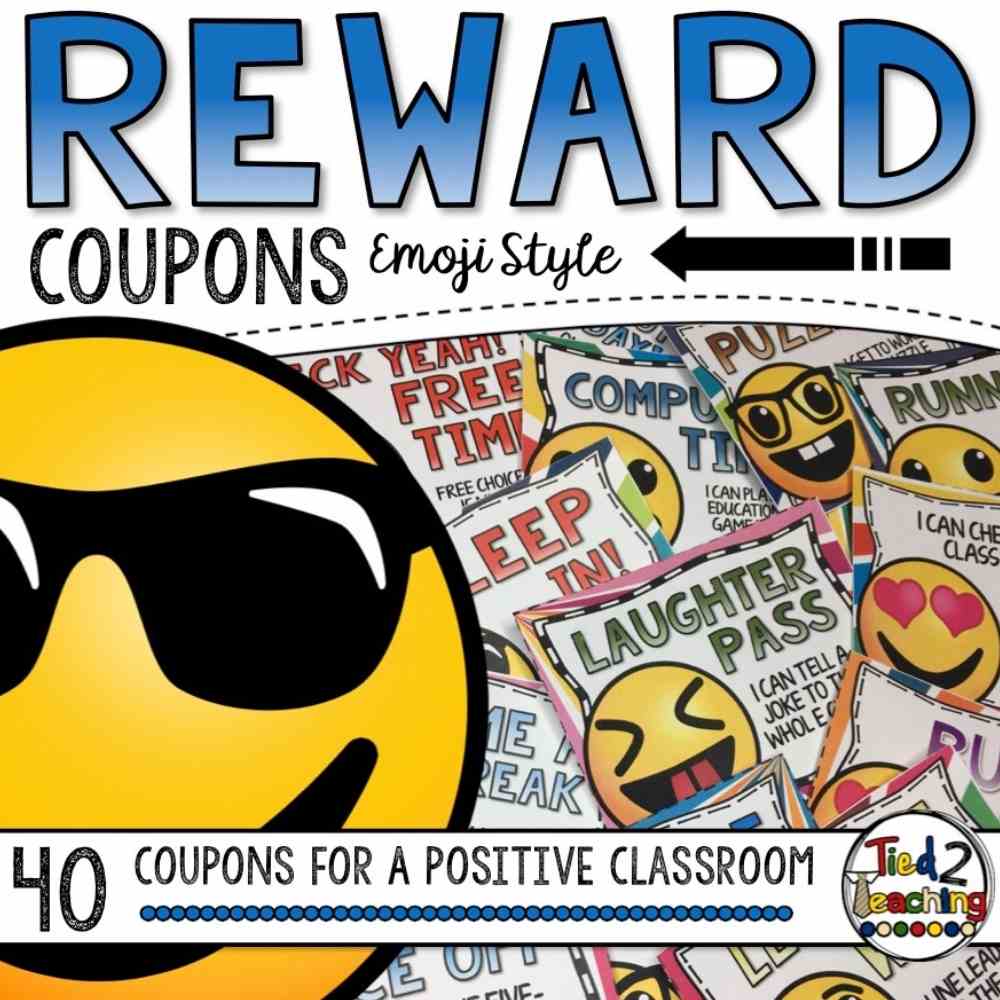 Emoji Classroom Reward Coupons by Tied 2 Teaching with Colorful Emoji themed Rewards