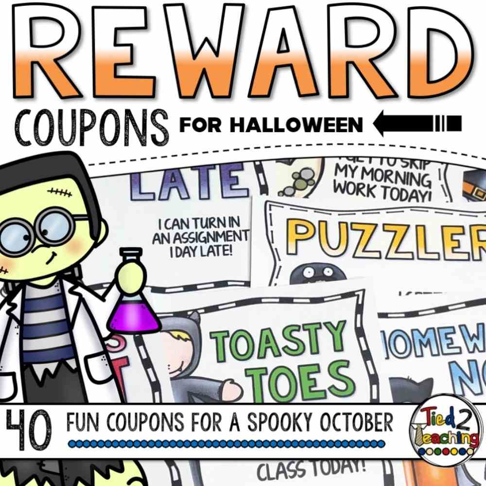Halloween Class Reward Coupons by Tied 2 Teaching Colorful Product Cover