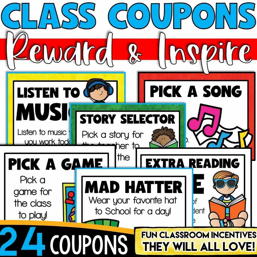 Class Reward Coupons by Tied 2 Teaching Product Cover with Colorful Coupons