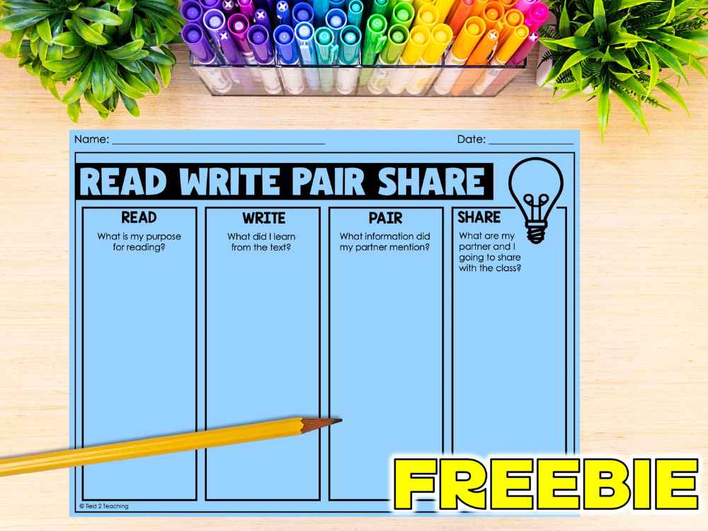 Colorful Read Write Pair Share Graphic Organizer