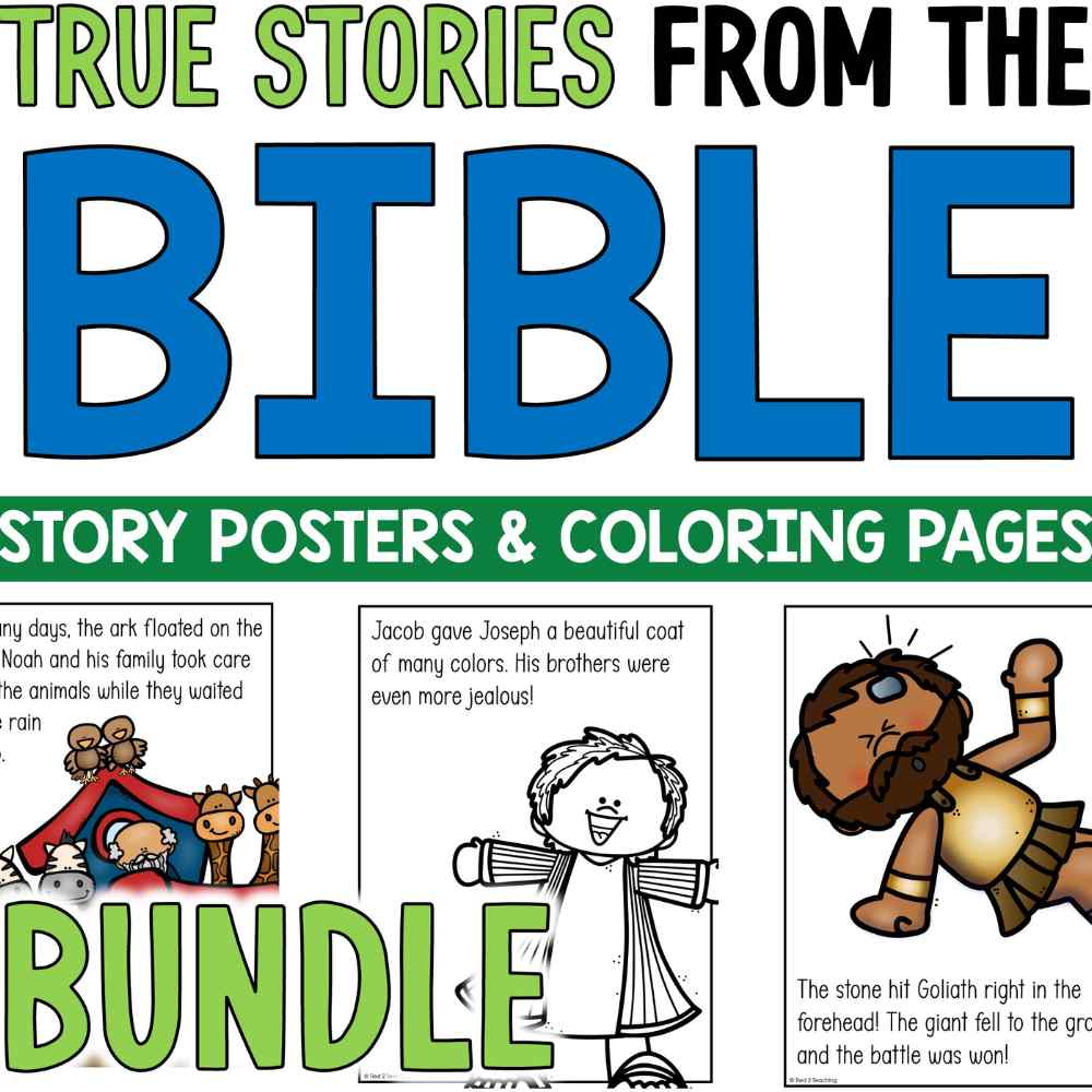 True Stories from the Bible Coloring Posters and Bulletin Board Set Bundle