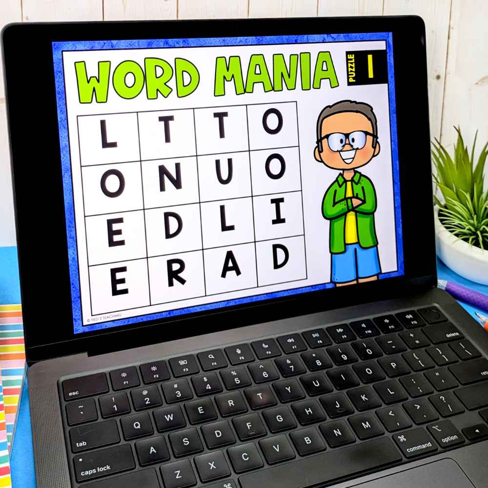 Digital Word Mania Boggle Style Game on Computer Screen