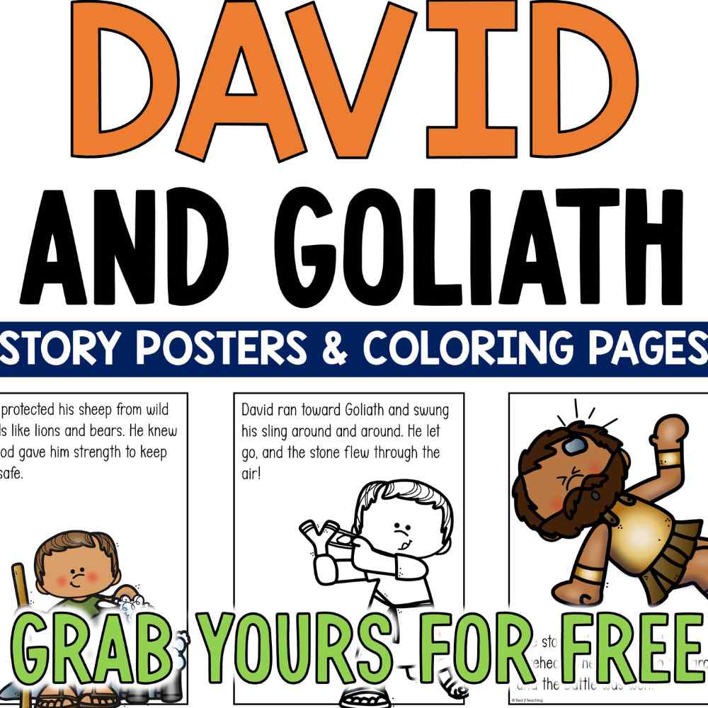 David and Goliath Bible Study Coloring Posters and Bulletin Board Set