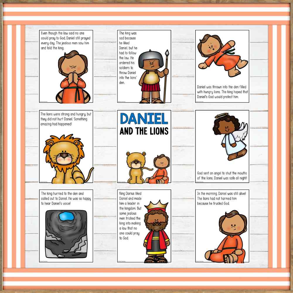 Bible Stories Coloring Poster and Bulletin Board Bundle Beautiful Bulletin Board with Colorful Posters telling a Bible Story.