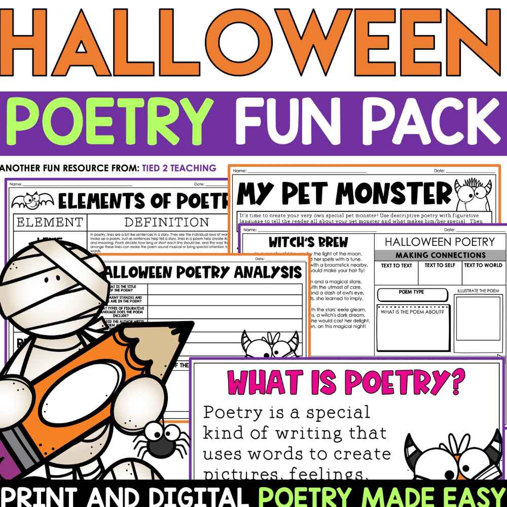 Halloween Poetry Fun Pack by Tied 2 Teaching with Fun Halloween Poetry Activities